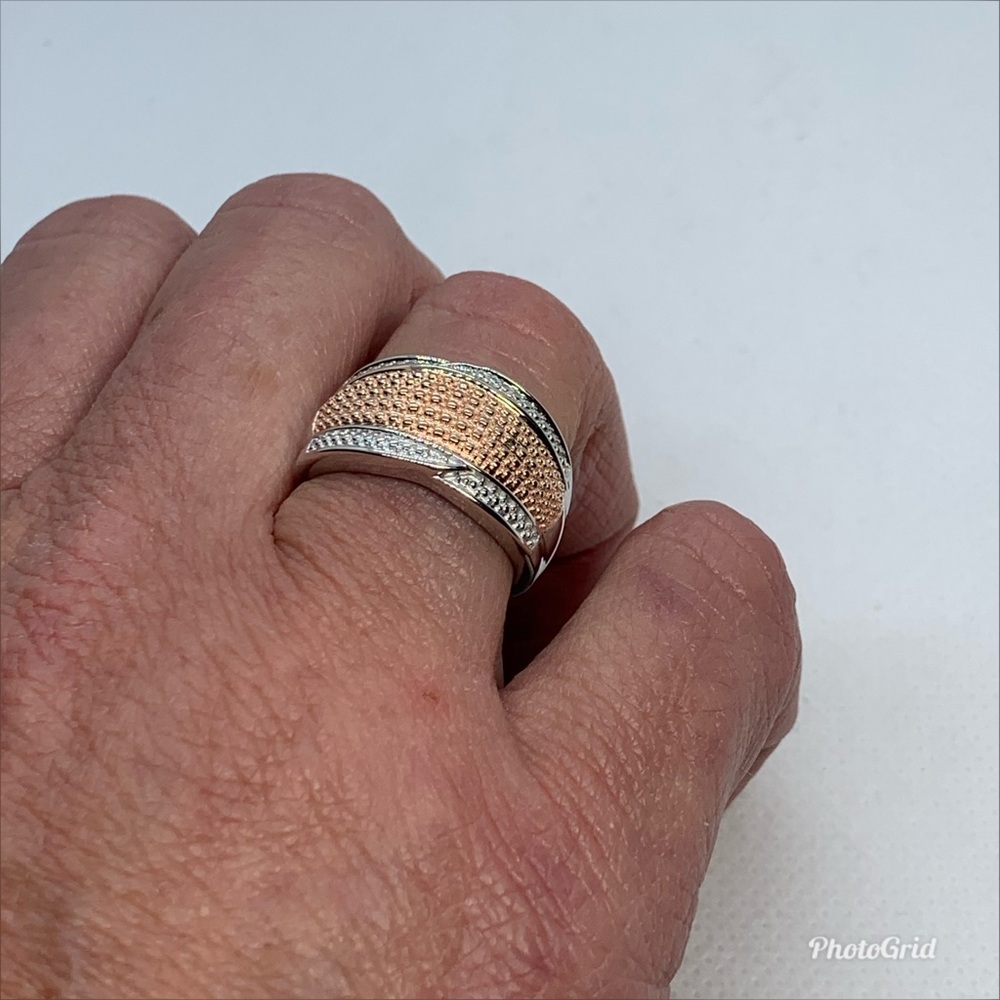 Champagne Dia Accent Ring in ION Plated 18K RG - Picture 6 of 9